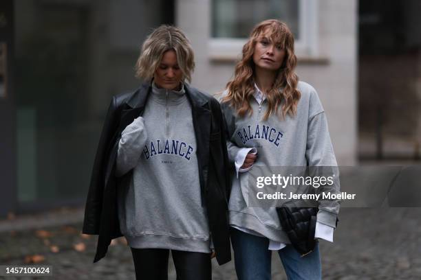 Victoria Thomas seen wearing a black leather blazer from Oval Square, black Black palms trousers and black Bottega Veneta boots and Nadine Berneis...