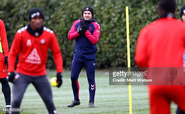 Southampton manager Nathan Jones during a Southampton FC training session at the Staplewood Campus on January 17, 2023 in Southampton, England.