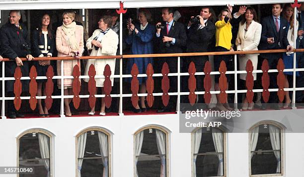 The Middleton family with Pippa Middleton , the sister of Catherine, Duchess of Cambridge, and their mother Carol Middleton make their way down the...