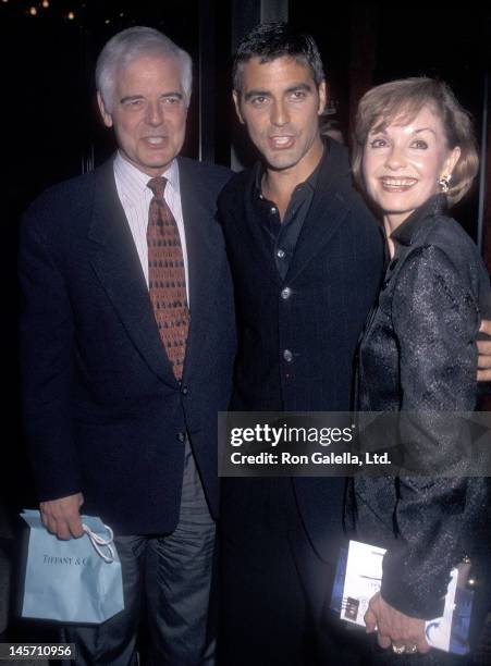 Actor George Clooney and parents Nick Clooney and Nina Warren attend "The Peacemaker" New York City Premiere on September 22, 1997 at the Ziegfeld...