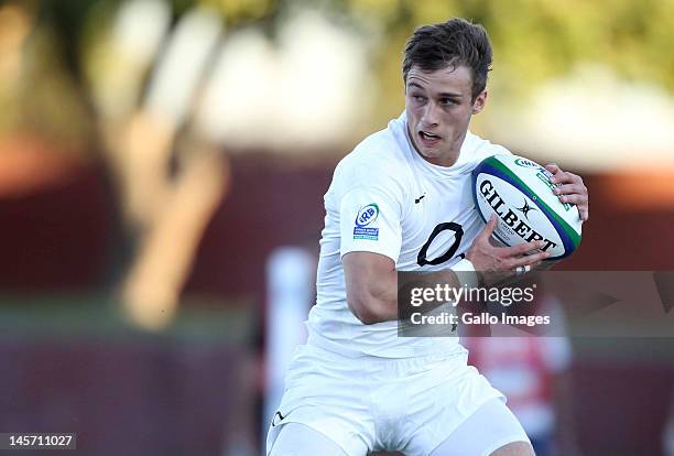Josh Bassett of England in action during the IRB U/20 Junior World Championship match between England and Italy at the University of the Western Cape...