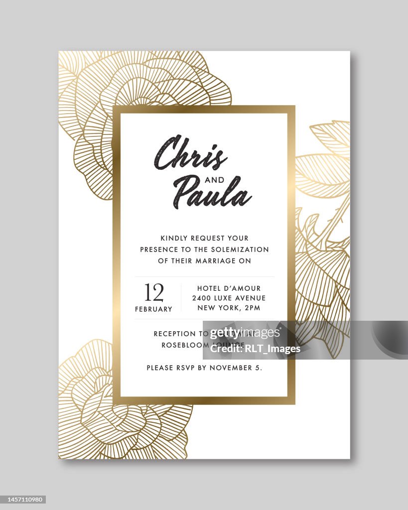 Invitación de boda Gold Rose