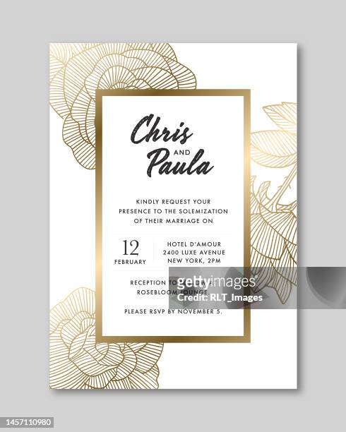 ilustrações de stock, clip art, desenhos animados e ícones de gold rose wedding invite - rose gold