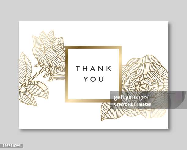 gold rosethank you card - tas stock illustrations