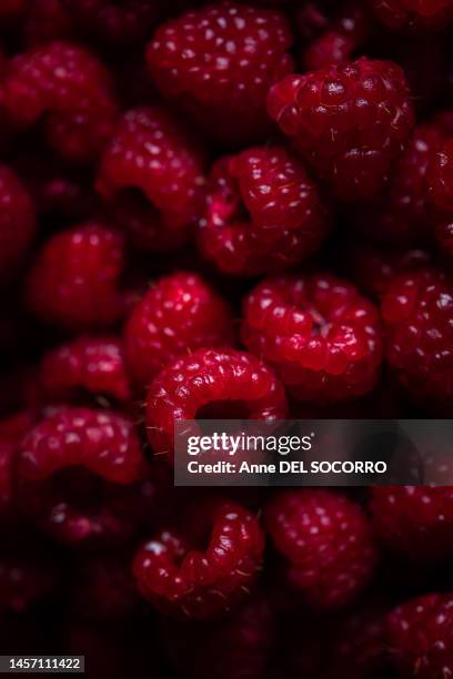 macro  raspberries fruit - framboises stock-fotos und bilder