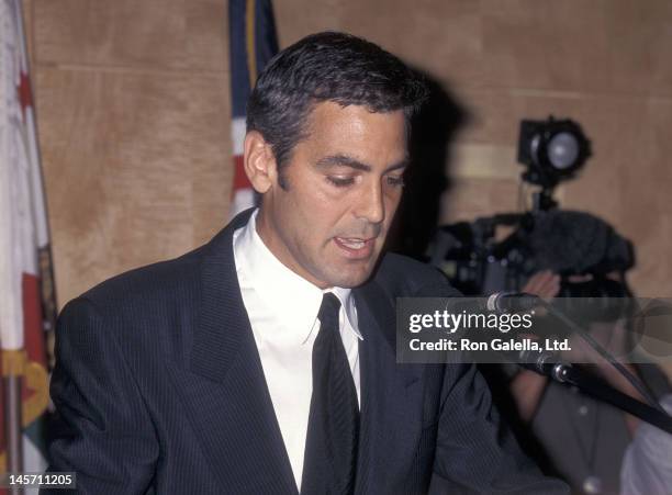 Actor George Clooney speaks out against the paparazzi and tabloids after Princess Diana's death on September 2, 1997 in Los Angeles, California.