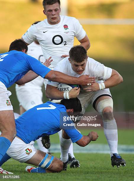 Luke Cowan Dickie of England in action during the IRB U/20 Junior World Championship match between England and Italy at the University of the Western...