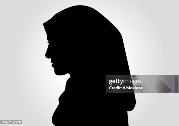 ilustraciones, imágenes clip art, dibujos animados e iconos de stock de silueta y retrato de mujer velada. - cultura árabe