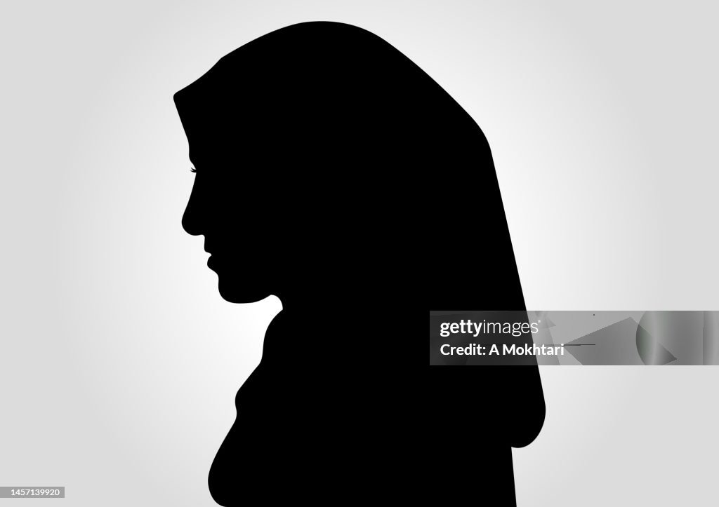 Silhouette and portrait of Veiled Woman.