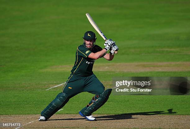 Notts batsman Riki Wessels in action during the Clydesdale Bank Pro40 match between Nottinghamshire and Somerset at Trent Bridge on June 4, 2012 in...