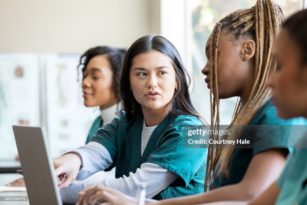Student Class Assignment Nursing Students Work On Class Assignment Together During University ...