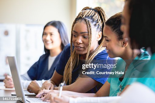 Diverse group of women are nursing or medical students at local university Diverse group of women are nursing or medical students at local university