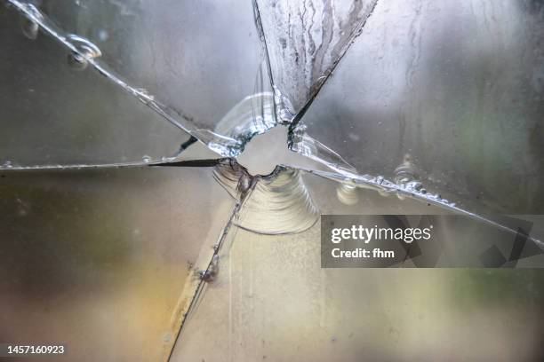 shattered glass after a pistol shot - assassination ストックフォトと画像