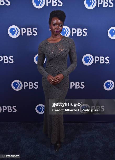 Danai Gurira attends the PBS 2023 TCA Winter Press Tour at The Langham Huntington, Pasadena on January 17, 2023 in Pasadena, California.