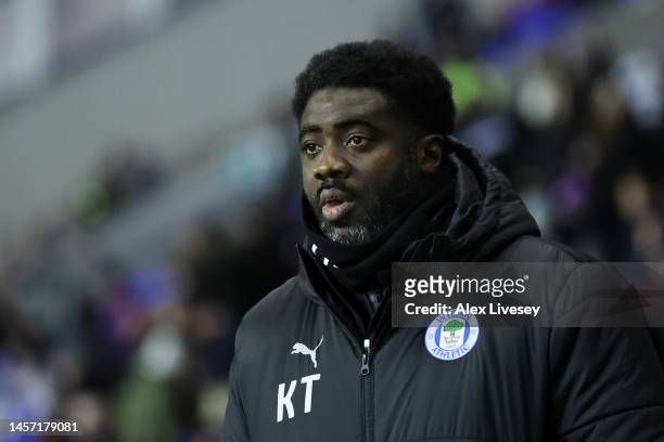 Kolo Toure, Manager of Wigan Athletic, looks on during the Emirates FA Cup Third Round Replay match between Wigan Athletic and Luton Town at DW...