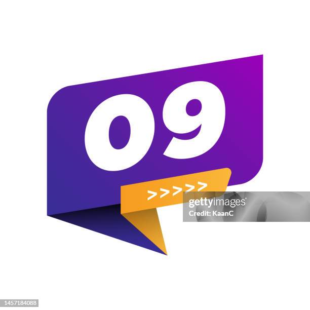 gradient color banner. number 9. vector stock illustration - bullets infographic stock illustrations