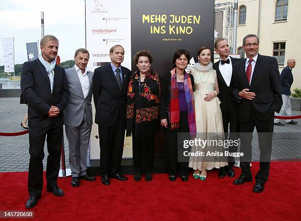 Producer Soentge Wortmann, Richy Mueller, Yakov Hadas-Handelsmann, Israeli ambassador in Berlin, Nicola Galliner, president of the festival, Mrs....