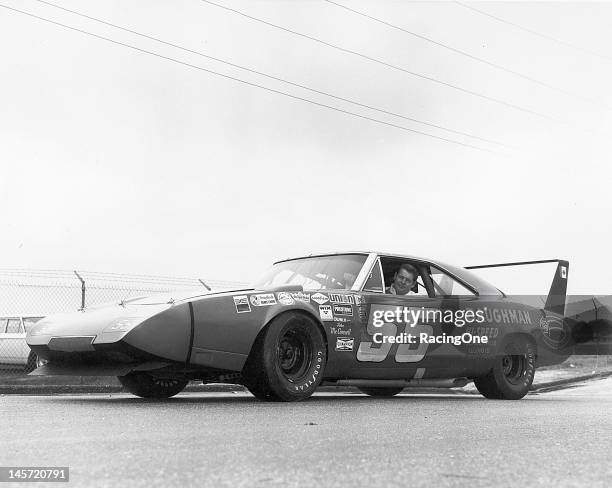 February 1970: DeWayne “Tiny” Lund drove this winged Dodge Charger Daytona for car owner John McConnell in the Daytona 500 NASCAR Cup race at Daytona...