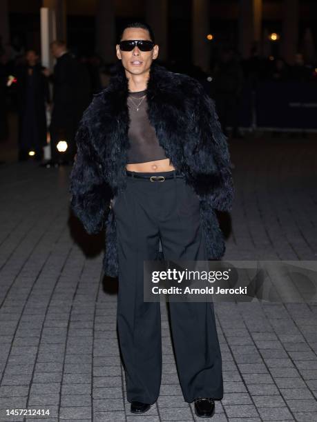 Evan Mock is seen during day one of Paris Fashion Week - Menswear Fall Winter 2023 2024 on January 17, 2023 in Paris, France.