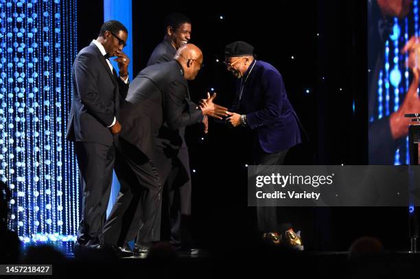 Wesley Snipes, Samuel L. Jackson, Denzel Washington, Spike Lee who received Honorary Award from The Board of Governors of the Academy of Motion...