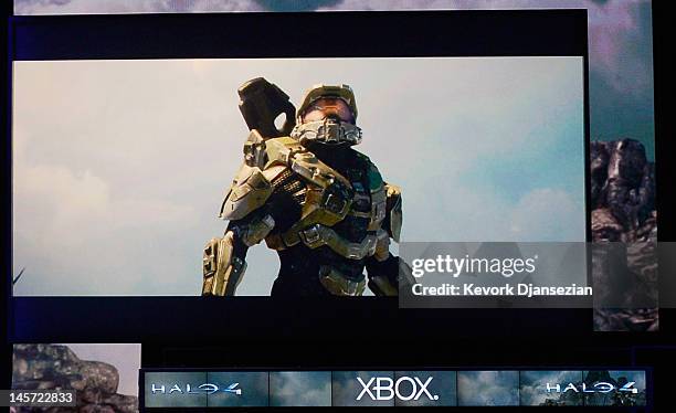 New Halo 4 game is intruduced during the Microsoft Xbox press conference at the Electronic Entertainment Expo at the Galen Center on June 4, 2012 in...