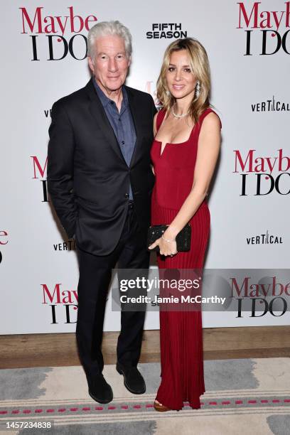 Richard Gere and Alejandra Silva attend a special screening of "Maybe I Do" hosted by Fifth Season and Vertical at Crosby Street Hotel on January 17,...