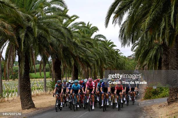 General view of Jannik Steimle of Germany and Team Soudal Quick-Step, Manuele Boaro of Italy and Astana Qazaqstan Team, Lukasz Wisniowski of Poland...