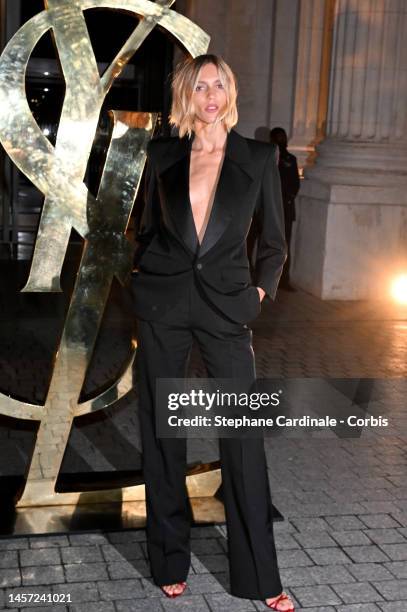 Anja Rubik attends the Saint Laurent Menswear Fall-Winter 2023-2024 show as part of Paris Fashion Week on January 17, 2023 in Paris, France.