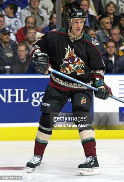 Ossi Vaananen of the Phoenix Coyotes skates against the Toronto Maple Leafs during NHL game action on October 17, 2002 at Air Canada Centre in...