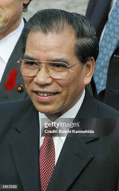 Vietnamese Communist Party General Secretary Nong Duc Manh smiles during a welcome ceremony at the Akasaka Palace state guesthouse October 3, 2002 in...