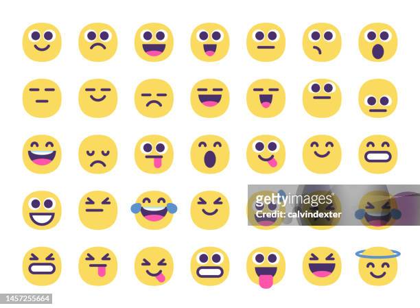 emoticons runde würfel sammlung - stick out tongue emoji stock-grafiken, -clipart, -cartoons und -symbole