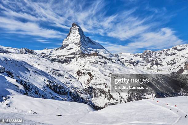 matterhorn, zermatt, switzerland - marca de esqui - fotografias e filmes do acervo