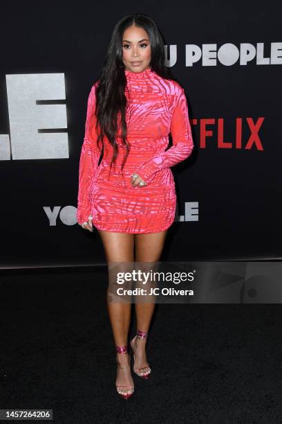 Lauren London attends the Los Angeles premiere of Netflix's "You People at Regency Village Theatre on January 17, 2023 in Los Angeles, California.