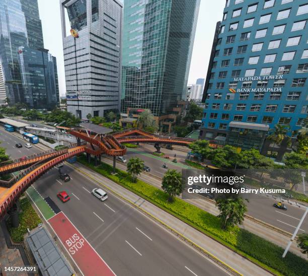 phinisi bridge, sudirman street jakarta indonesia. - sudirman stock pictures, royalty-free photos & images