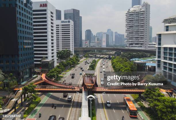 phinisi bridge, sudirman street jakarta indonesia. - sudirman stock pictures, royalty-free photos & images