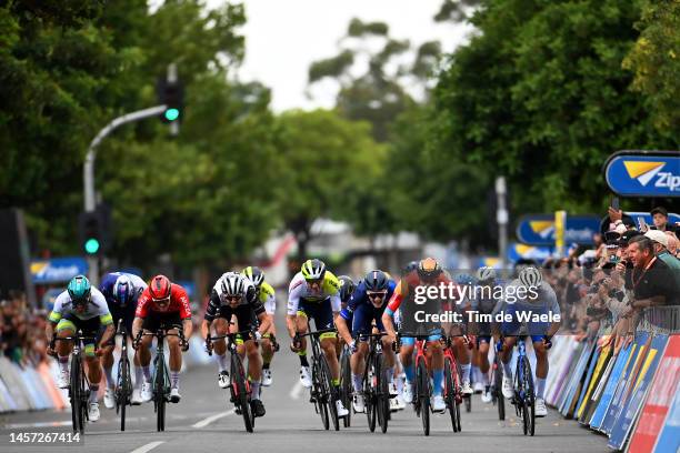 Caleb Ewan of Australia and Australian National Team, Hugo Hofstetter of France and Team Arkea - Samsic, Alessandro Covi of Italy and UAE Team...