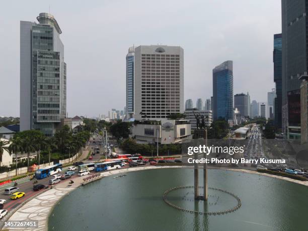 sudirman street jakarta indonesia. - sudirman stock pictures, royalty-free photos & images