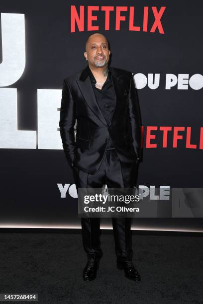 Kenya Barris attends the Los Angeles premiere of Netflix's "You People at Regency Village Theatre on January 17, 2023 in Los Angeles, California.