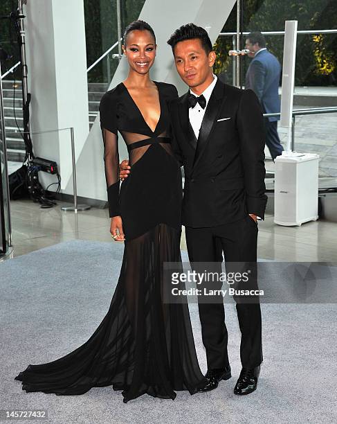 Actress Zoe Saldana and designer Prabal Gurung attend the 2012 CFDA Fashion Awards at Alice Tully Hall on June 4, 2012 in New York City.