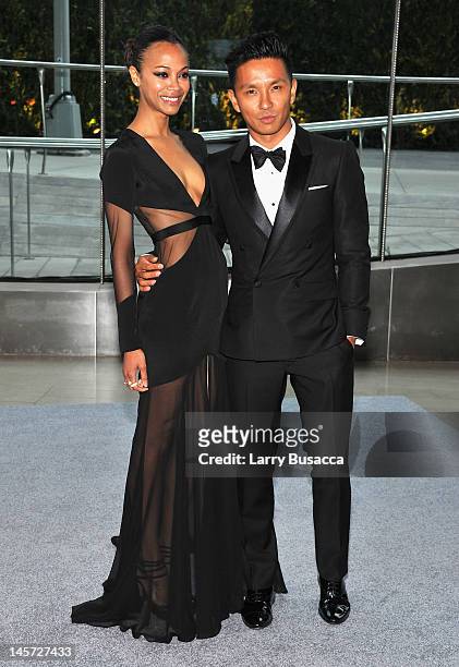 Actress Zoe Saldana and designer Prabal Gurung attend the 2012 CFDA Fashion Awards at Alice Tully Hall on June 4, 2012 in New York City.