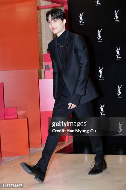 Kai of boy band EXO attends during the YvesSaintLaurent beauty pop-up store opening at Lotte Department Store on January 18, 2023 in Seoul, South...