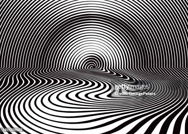 concentric circles and flowing lines background - radius stock illustrations