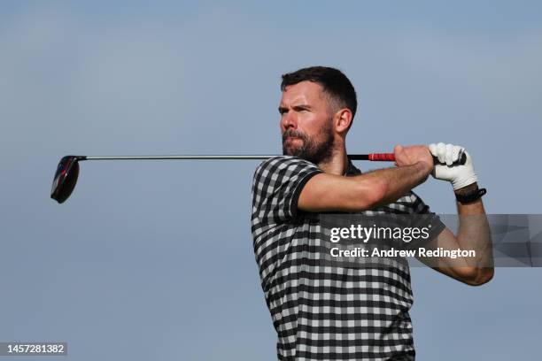 Ben Foster, former professional footballer plays a shot during the Pro-Am prior to the Abu Dhabi HSBC Championship at Yas Links Golf Course on...