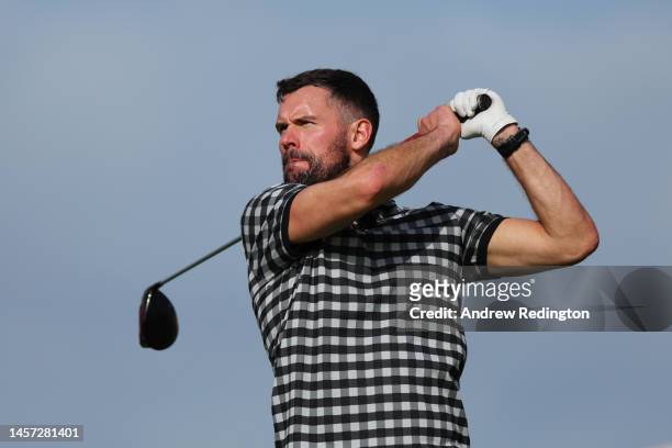 Ben Foster, former professional footballer plays a shot during the Pro-Am prior to the Abu Dhabi HSBC Championship at Yas Links Golf Course on...
