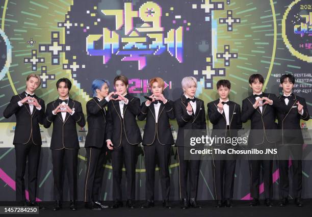 South Korean boy group NCT 127 attend the 2022 KBS Song Festival at Jamsil Arena on December 16, 2022 in Seoul, South Korea.