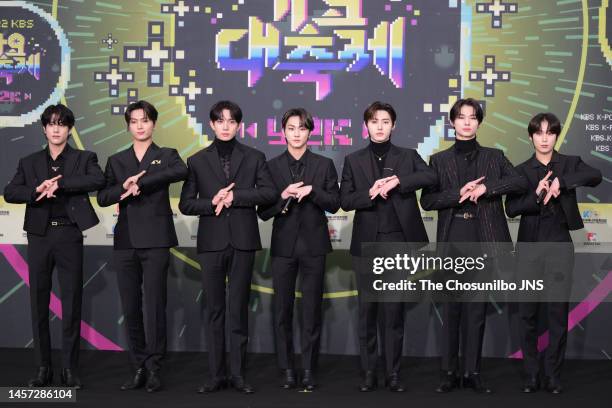 South Korean boy group ENHYPEN attend the 2022 KBS Song Festival at Jamsil Arena on December 16, 2022 in Seoul, South Korea.
