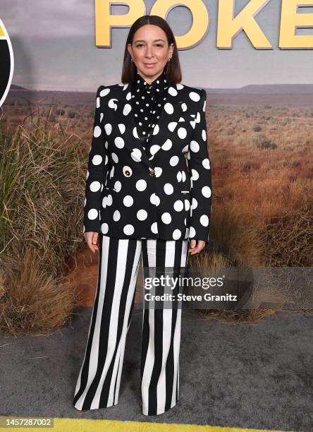 Maya Rudolph arrives at the Los Angeles Premiere For Peacock Original Series "Poker Face" at Hollywood Legion Theater on January 17, 2023 in Los...