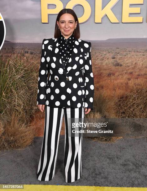 Maya Rudolph arrives at the Los Angeles Premiere For Peacock Original Series "Poker Face" at Hollywood Legion Theater on January 17, 2023 in Los...