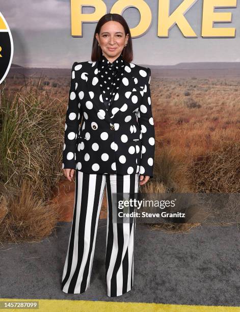 Maya Rudolph arrives at the Los Angeles Premiere For Peacock Original Series "Poker Face" at Hollywood Legion Theater on January 17, 2023 in Los...