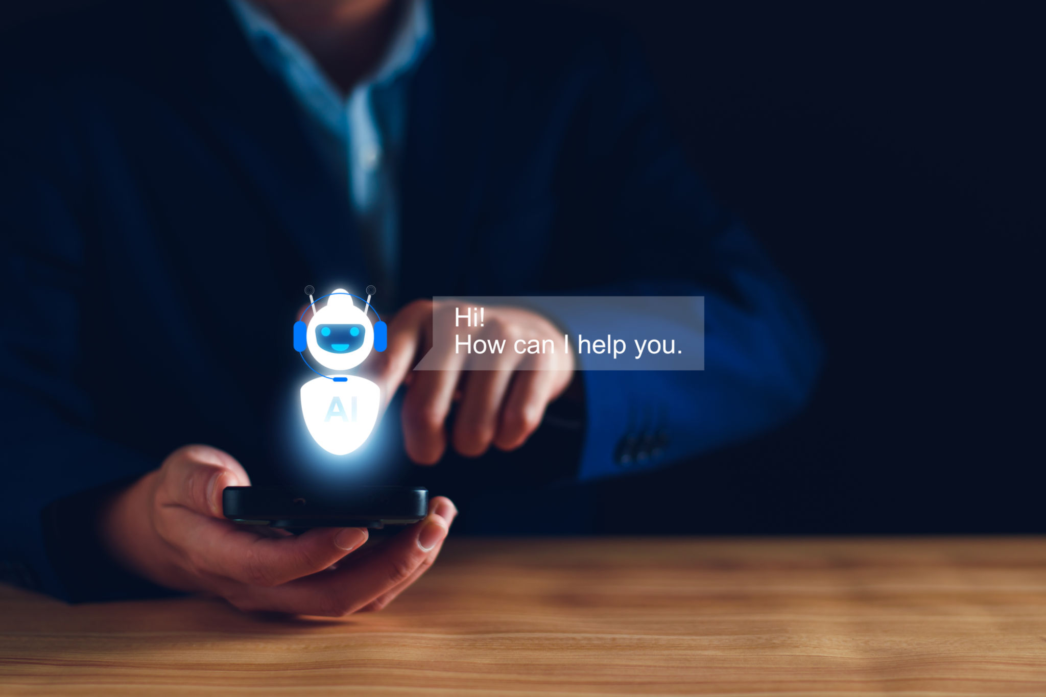 Chat concept AI, Artificial Intelligence. businessman using technology smart robot AI, enter command prompt, contact for business information analysis, Futuristic technology transformation. Chat concept AI, Artificial Intelligence. businessman using technology smart robot AI, enter command prompt, contact for business information analysis, Futuristic technology transformation.